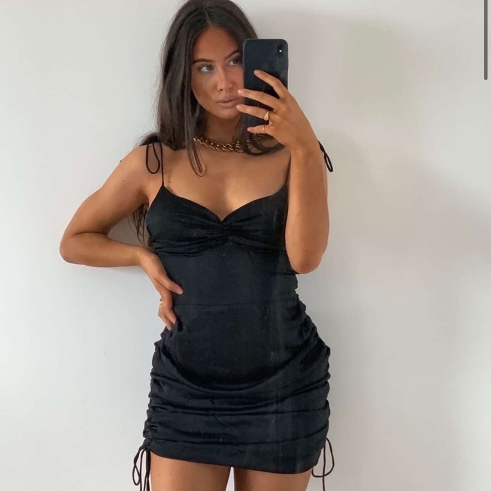 Sabo Skirt Elana Ruched Satin Mini Dress